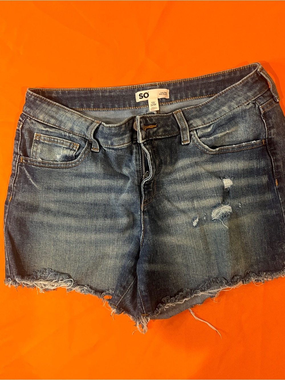 SO Faded Blue Distressed Denim Cutoff Shorts - Picture 13 of 13